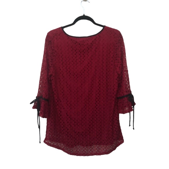 Onyx Red Lace Beaded Neckline Blouse size XL - Picture 6 of 7